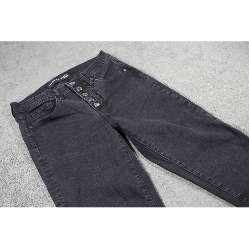 Veronica Beard Jeans Womens Black High Rise Exposed Button Fly Skinny Jeans